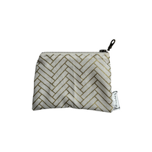 Load image into Gallery viewer, Small Zipper Pouch - Gold Herringbone
