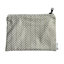 Load image into Gallery viewer, Large Zipper Pouch - Gold Herringbone
